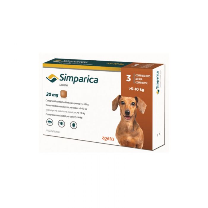 Simparica (Симпарика) Таблетки от блох и клещей для собак весом от 5 до 10 кг