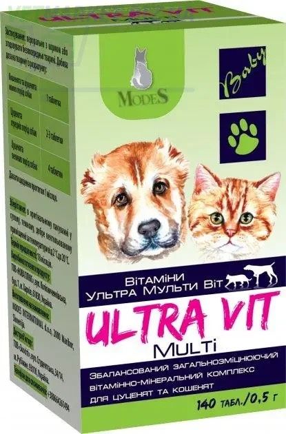 Modes Ultra Multi Vit Вітамінно-мінеральний комплекс для цуценят та кошенят 140 таб