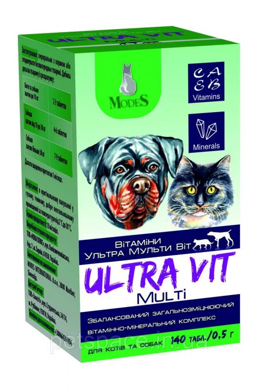 Modes Ultra Multi Vit Вітамінно-мінеральний комплекс для собак та котів 140 таб