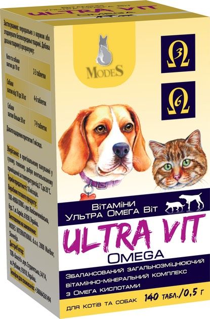 Modes Ultra Omega Vit Вітамінно-мінеральний комплекс для собак та котів 140 таб