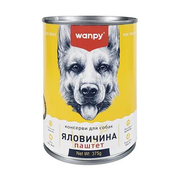 Wanpy Beef ВАНПІ ЯЛОВИЧИНА паштет вологий корм консерви для собак, банка 375г