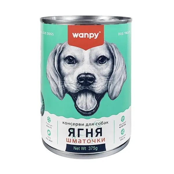 Wanpy Lamb Chunk ВАНПІ ЯГНЯ шматочки вологий корм консерви для собак, банка 375г