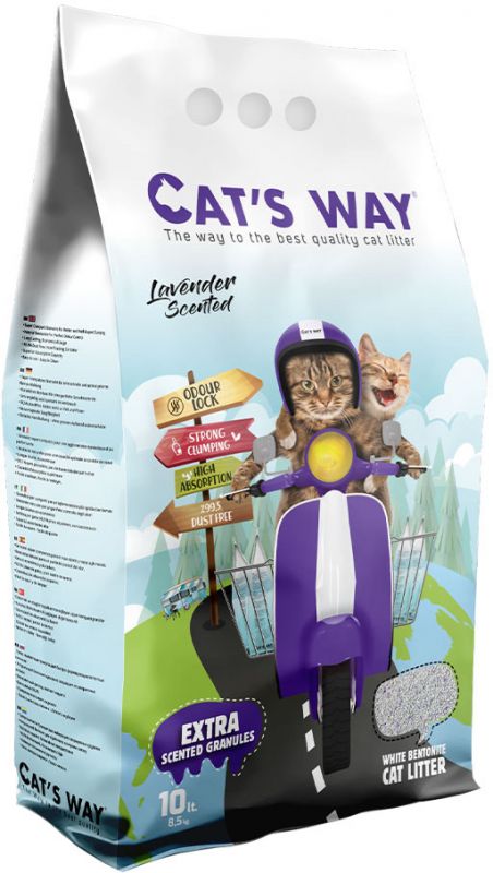 Cat's Way Бентонітовий наповнювач для котячого туалету з ароматом лаванди, 5 л 