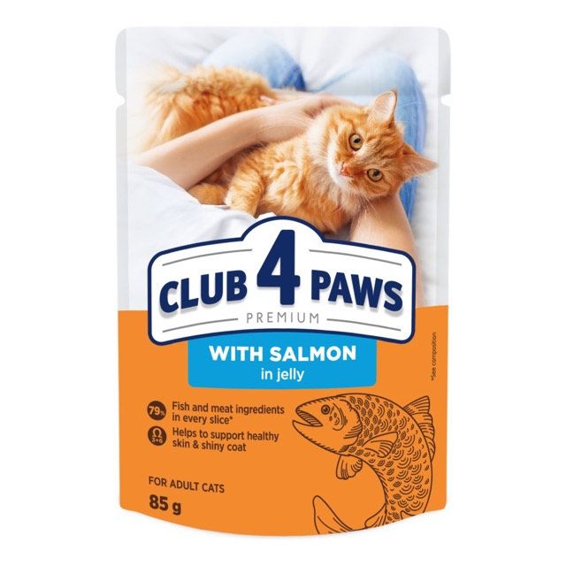 Club 4 Paws Premium Plus Вологий корм для кішок, лосось у желе 85 г