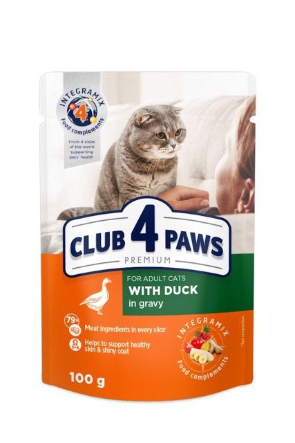 Club 4 Paws Premium Вологий корм для кішок з качкою в соусі 100 г