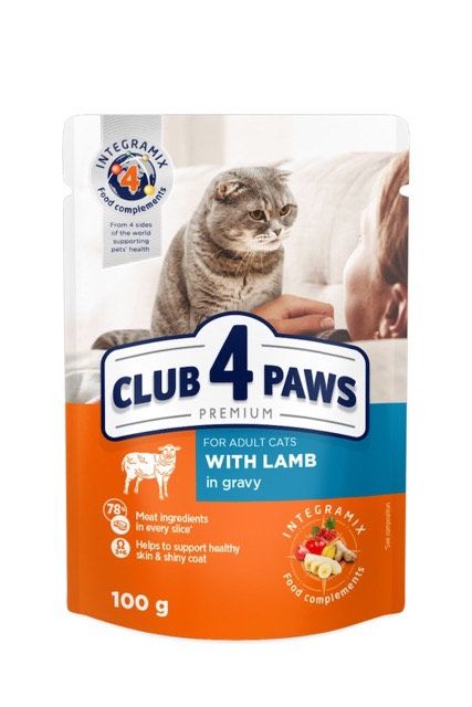 Club 4 Paws Premium Вологий корм для кішок з ягняти в соусі 100 г