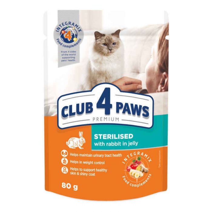 Club 4 Paws Premium Sterilised Rabbit (пауч) Консерви для стерилізованих кішок з кроликом у желе