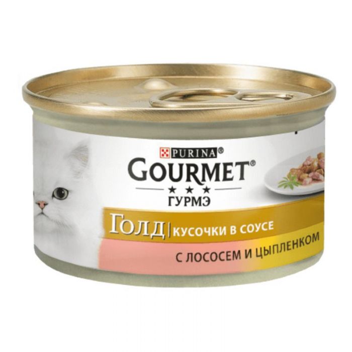 Gourmet Gold (Гурмет Голд) кусочки в подливке с лососем и цыпленком