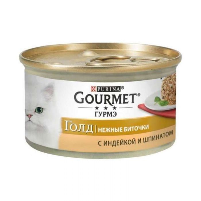 Purina Gourmet Голд Ніжні биточки Вологий корм для котів з індичкою та шпинатом 85 г