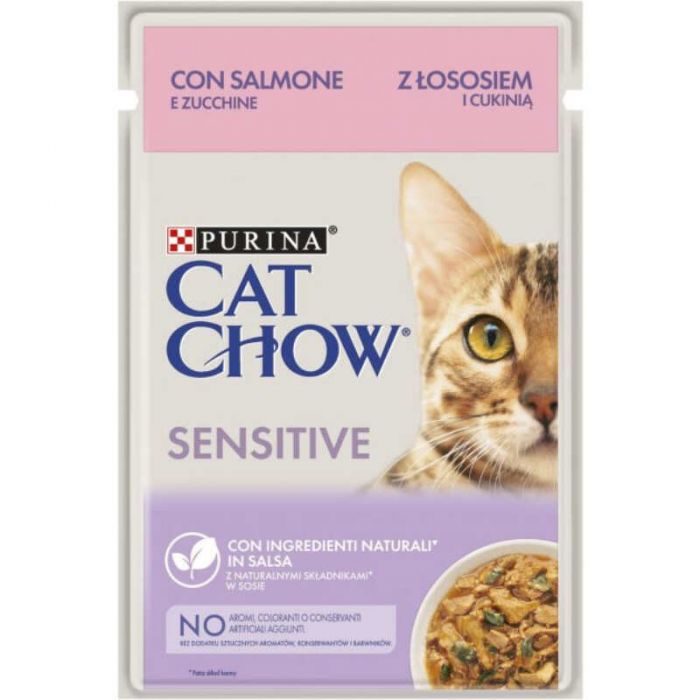 Purina Cat Chow Sensitive Вологий корм для кішок з лососем та цукіні 85 г