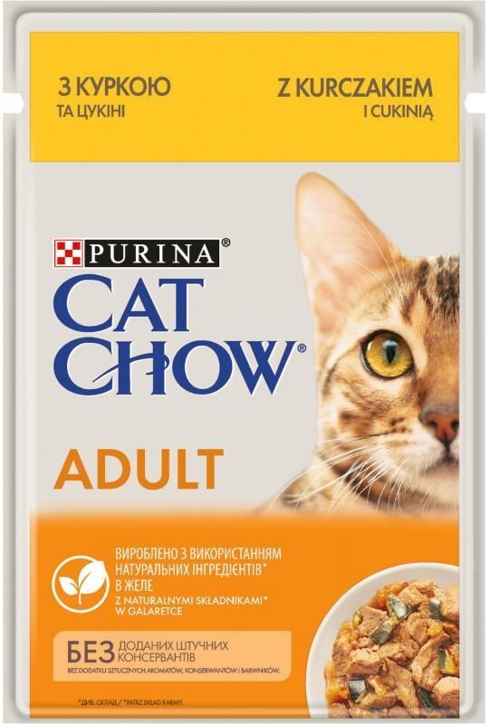 Purina Cat Chow Вологий корм для кішок з куркою та цукіні в желе 85 г