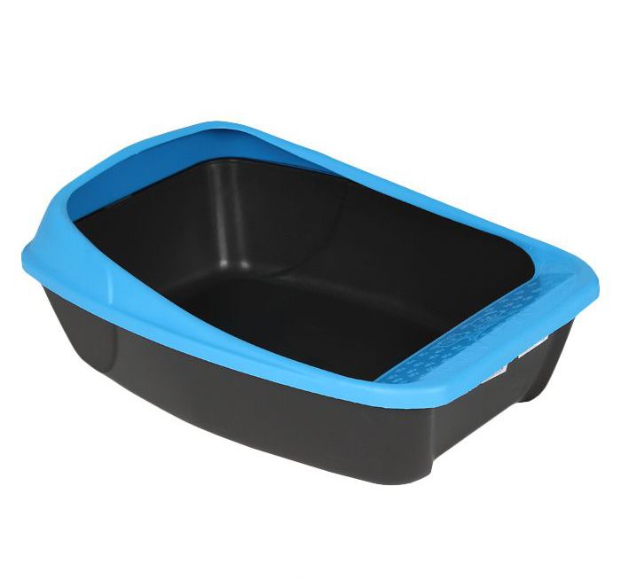Туалет-лоток для кошек VIRGO DARK GREY/BLUE с рамкой