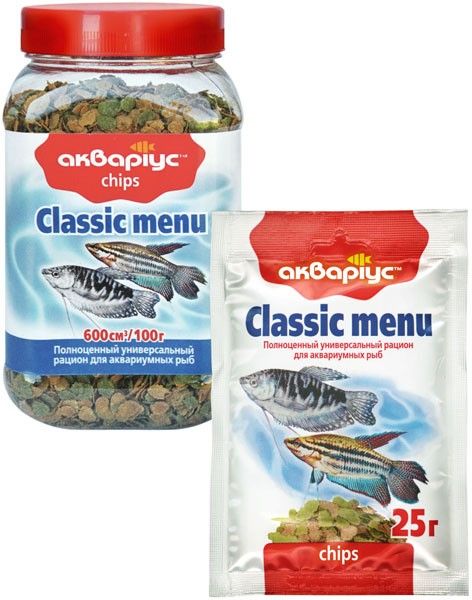 Аквариус Classic Menu - Chips, Чипсы - для ежедневного кормления аквариумных рыб