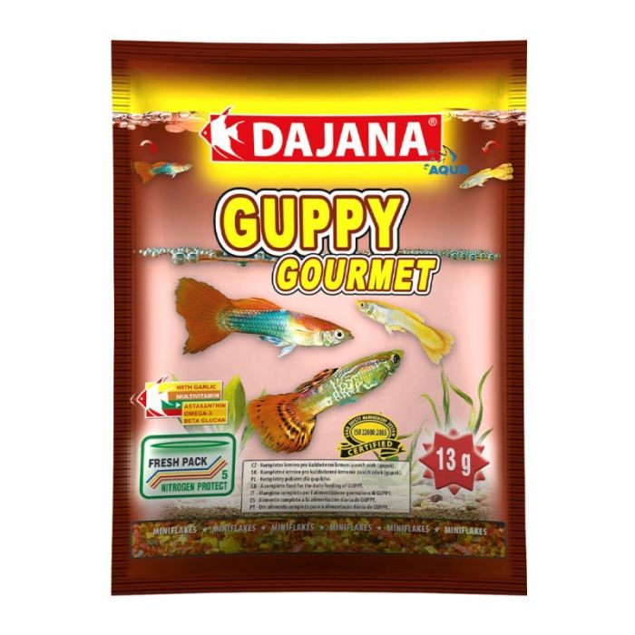 Корм для гуппі з часником у пластівцях Dajana GUPPY GOURMET 13 г