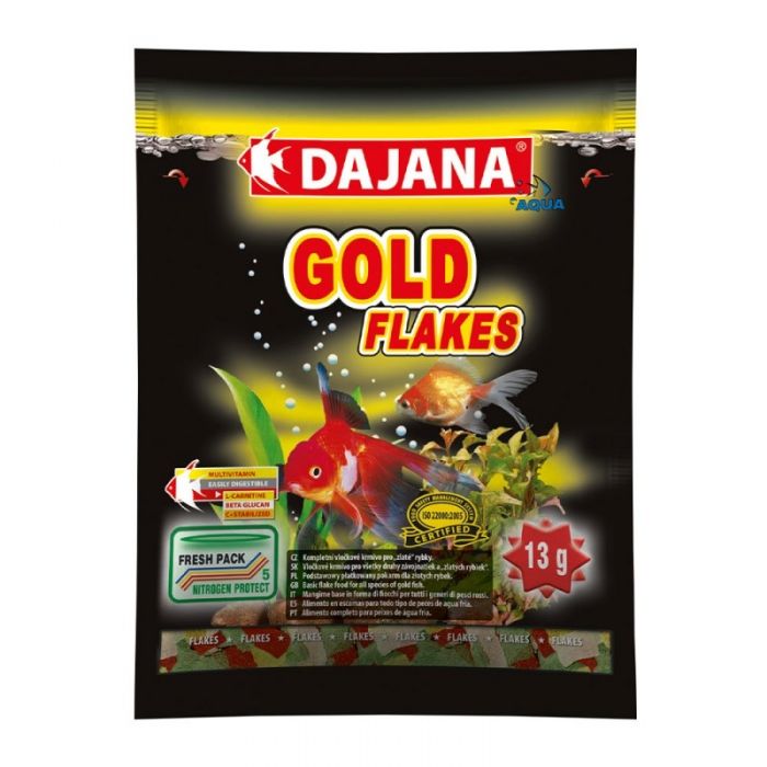 Корм для золотих рибок та декоративних карасів у пластівцях Dajana GOLD FLAKES, 13 г