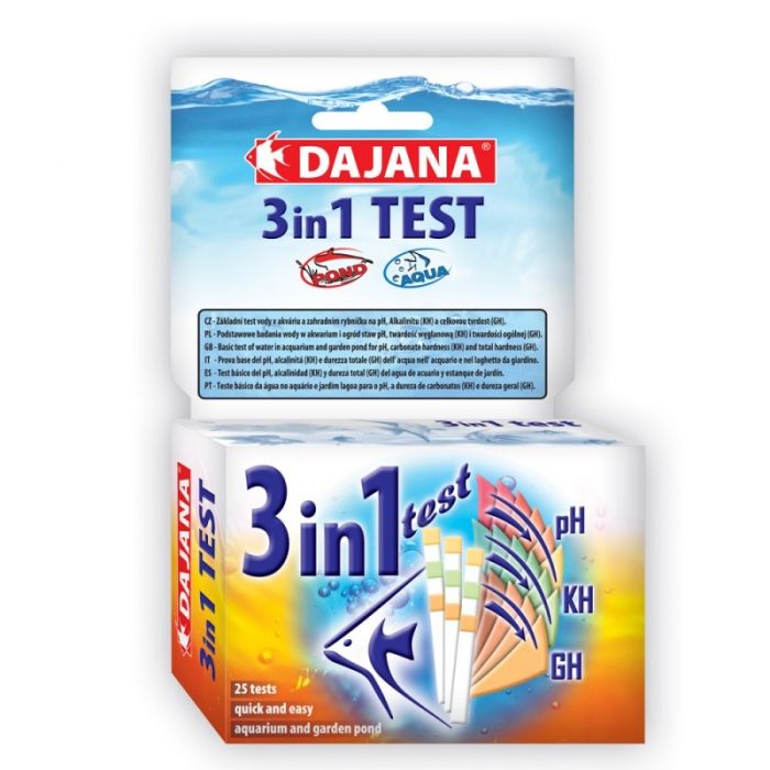 Тест для визначення pH, KH, GH води Dajana TEST 3 in 1, 25 шт/уп