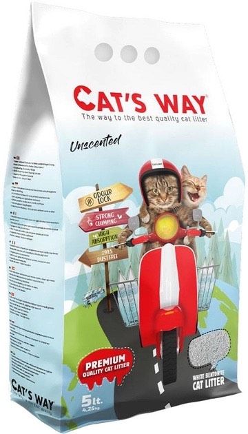 Cat's Way Бентонітовий наповнювач для котячого туалету, натуральний білий  5 л