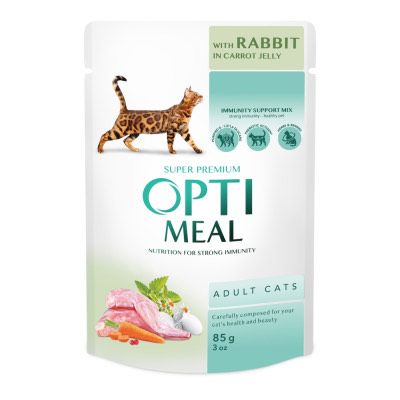 Optimeal Adult Cats Rabbit in Carrot Jelly Вологий корм для кішок з кроликом в морквяному желе