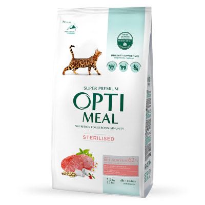 Optimeal Cat Adult Sterilised Beef & Sorghum корм на вагу