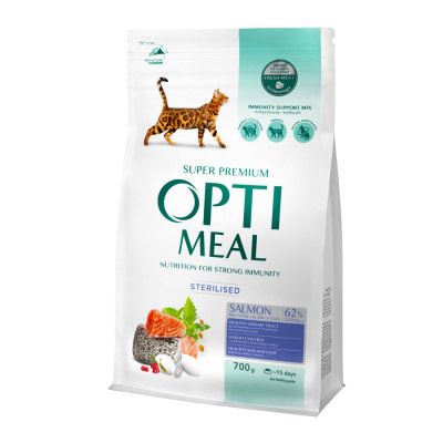 Optimeal Cat Adult Sterilised Salmon корм для стерелізованих котів з лососем