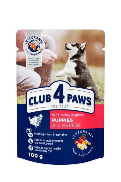 Club 4 Paws Premium Вологий корм для цуценят з індичкою в соусі