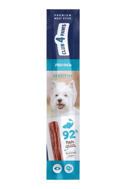 Club 4 Paws Premium Meat Stick Sensetive Ласощі для собак м'ясна паличка з лососем