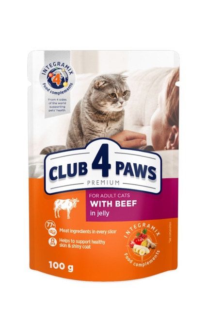 Club 4 Paws Premium Вологий корм для кішок з яловичиною у желе 100 г