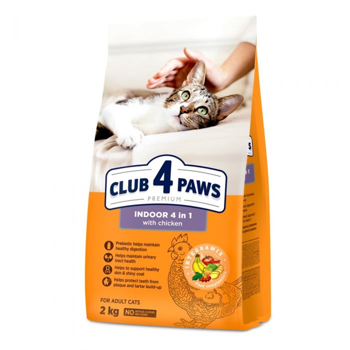 Club 4 Paws Premium Indoor 4in1 Chicken Сухий корм для котів, що живуть у приміщенні з куркою