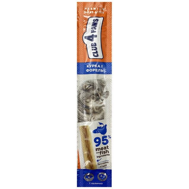 Club 4 Paws Premium Meat Stick Ласощі для кішок м'ясна паличка з куркою і фореллю