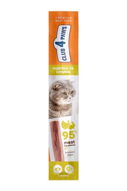 Club 4 Paws Premium Meat Stick Ласощі для кішок м'ясна паличка з індичкою і кроликом