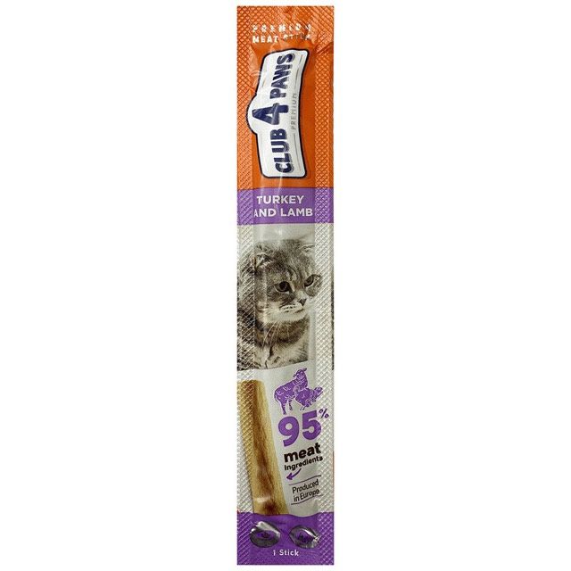 Club 4 Paws Premium Meat Stick Ласощі для кішок м'ясна паличка з індичкою і ягням