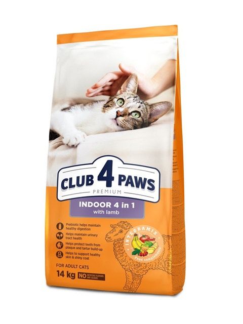 Club 4 Paws Premium Indoor 4in1 Lamb Сухий корм для котів, які не покидають приміщення з ягням