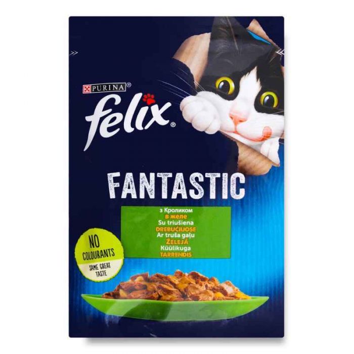 Felix Fantastic Вологий корм для кішок з кроликом у желе 85 г