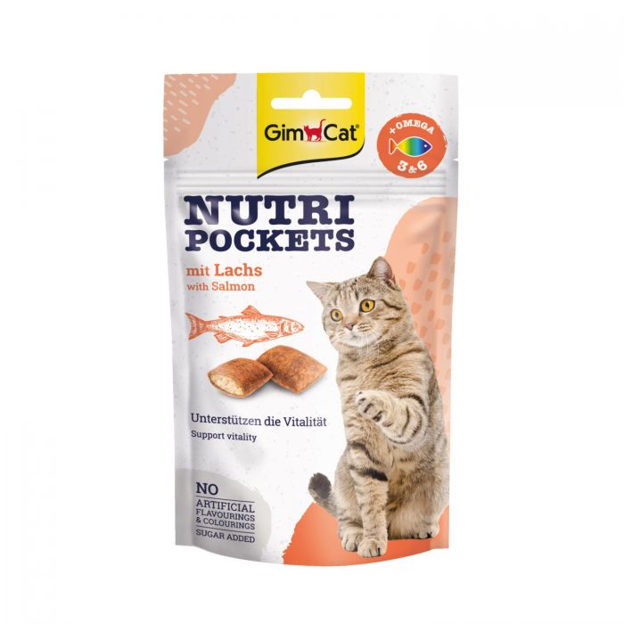 GimCat Nutri Pockets Salmon & Omega 3+6 - подушечки з лососем та жирними кислотами для котів 60 г